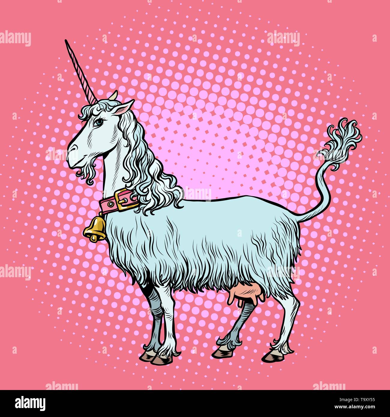 goat unicorn, a fabulous animal. Pop art retro vector illustration vintage kitsch Stock Vector