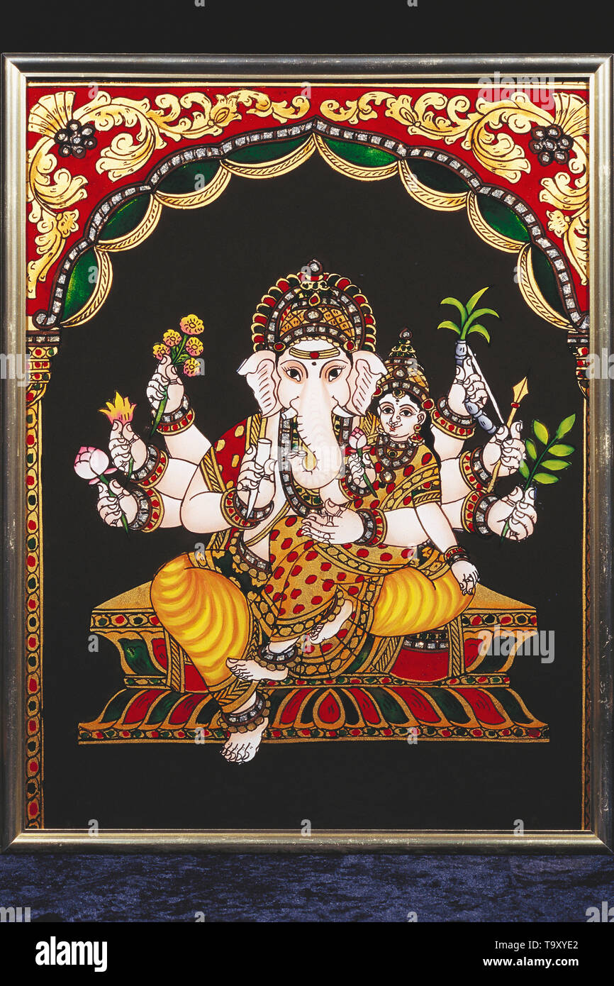 Urdhva Ganapati, The Elevated Ganapati,GANESH IDOL,TANJORE GLASS ...