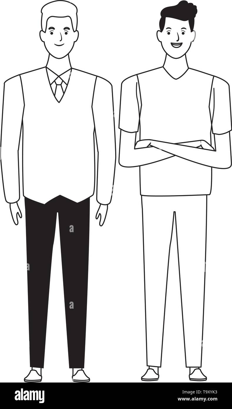 men avatar cartoon character in black and white Stock Vector Image ...