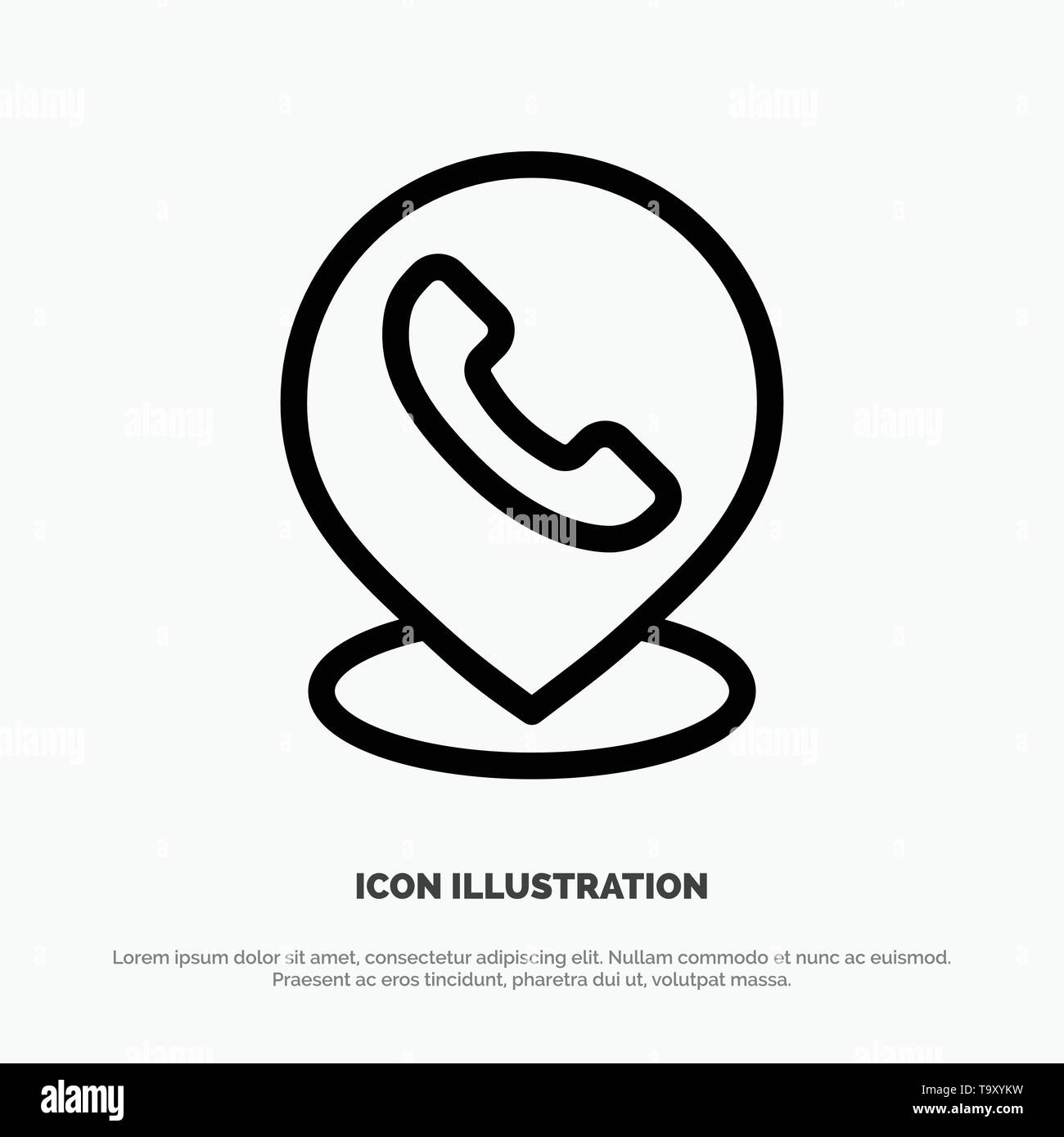 Telephone, Phone, Map, Location Line Icon Vector Stock Vector Image