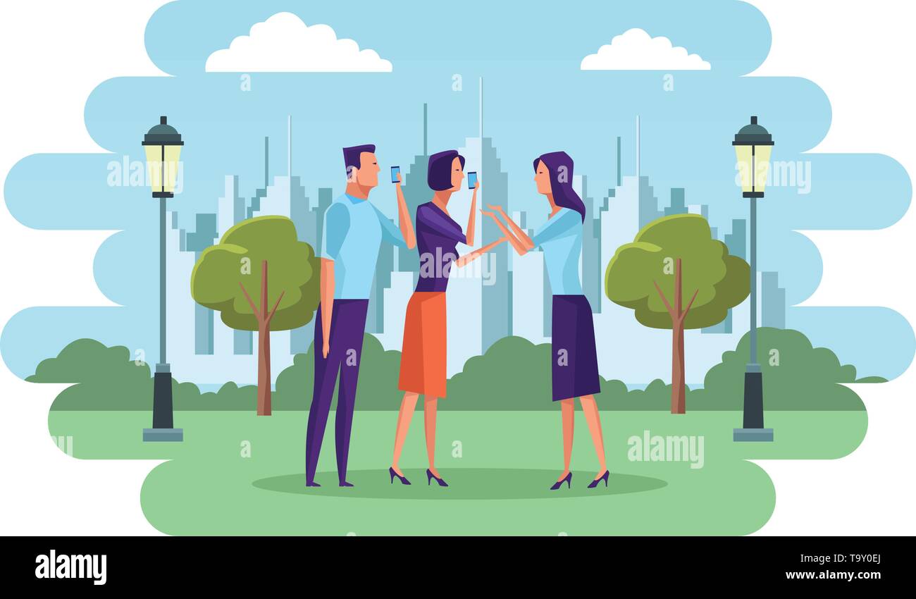 group of people speaking through the cellphone Stock Vector Image & Art