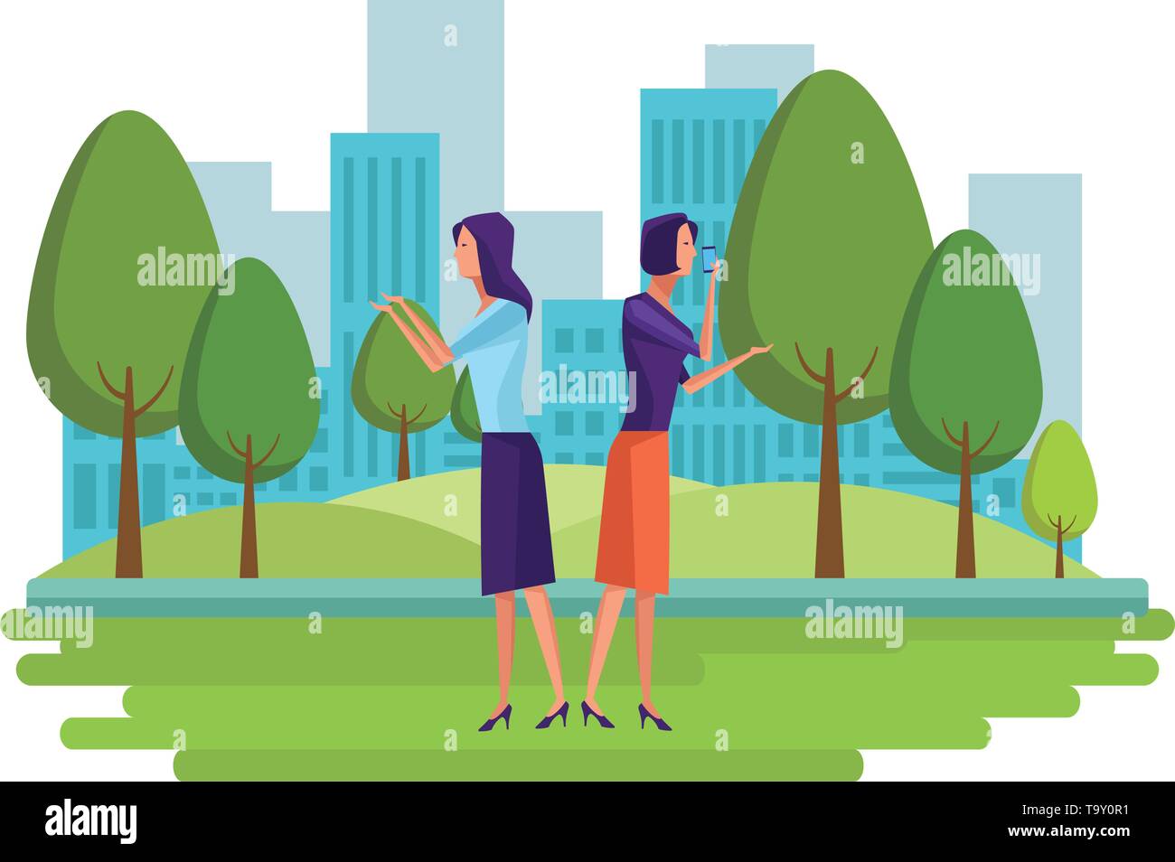 cellphones showing a couple Stock Vector