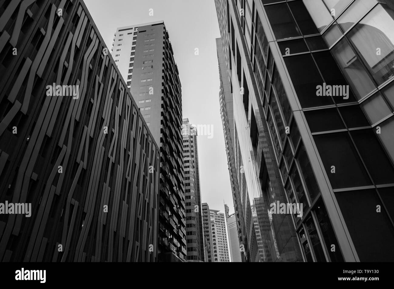 Black and white skyscrapers in Makati, Philippines Stock Photo