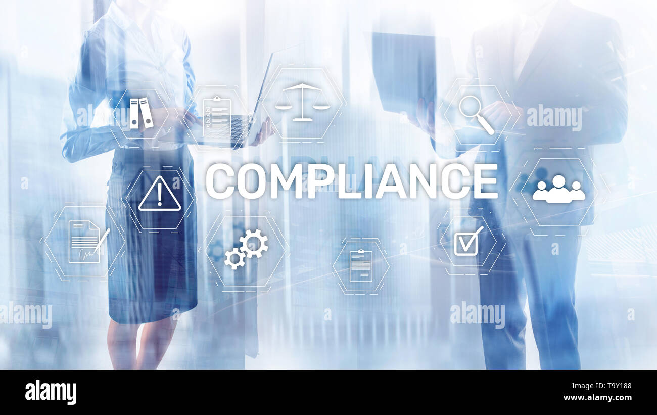 Compliance diagram with icons. Business concept on abstract background Stock Photo
