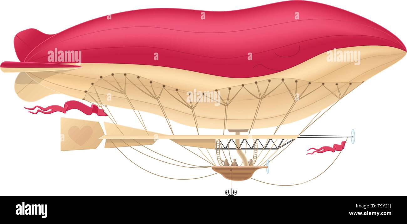 vector airship, zeppelin, dirigible retro clip art Stock Vector