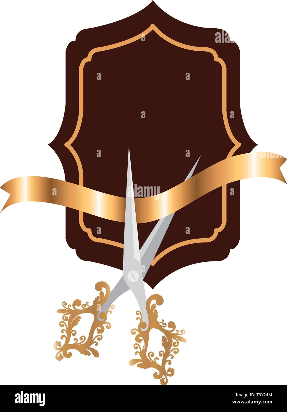 Scissor Design Ribbon frame with ribbon and scissor in white background Stock Vector Image ...