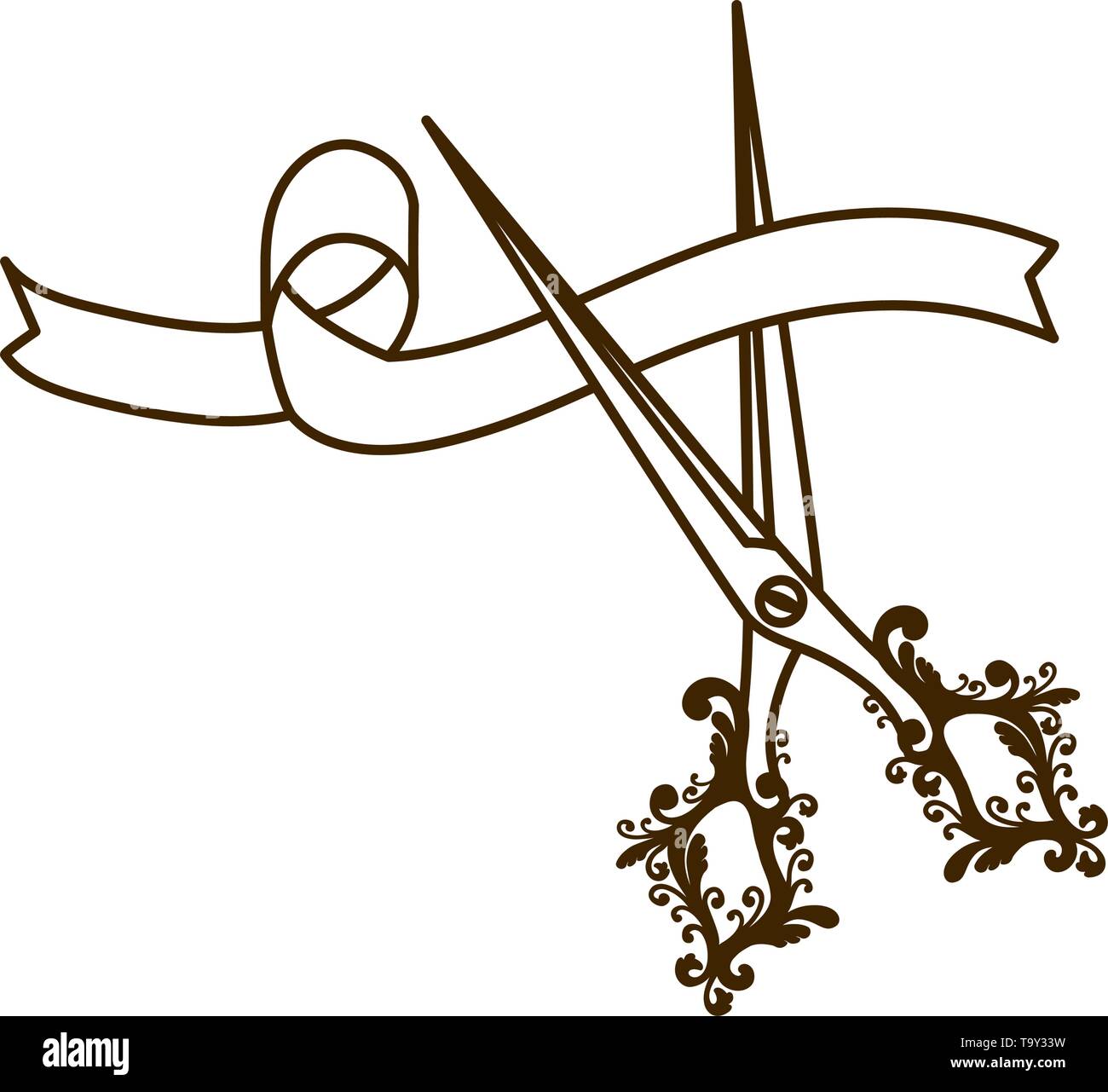 Vector Ribbon Scissors scissors with ribbon on white background Stock Vector Image & Art - Alamy