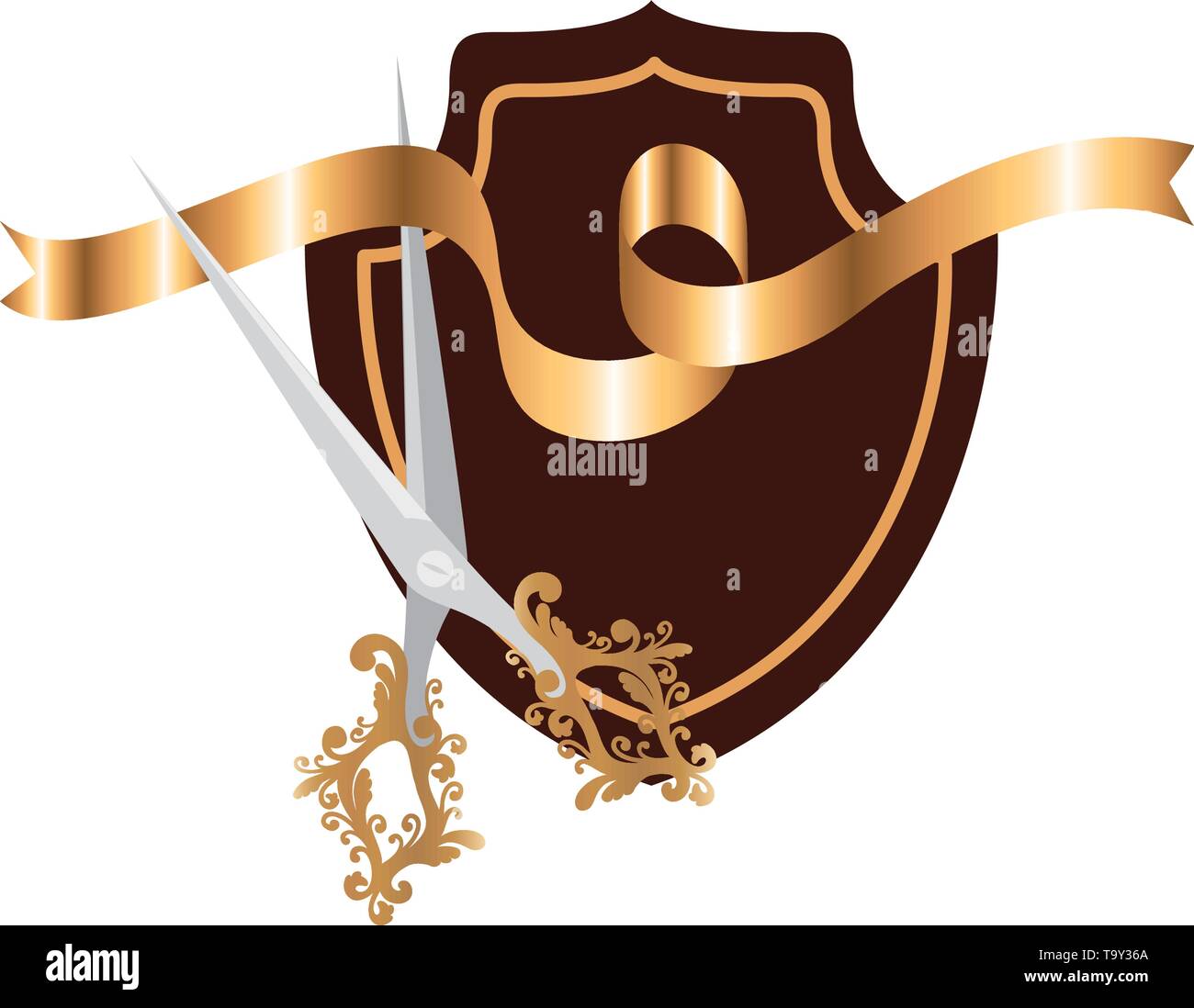 Scissor Design Ribbon frame with ribbon and scissor in white background Stock Vector Image ...