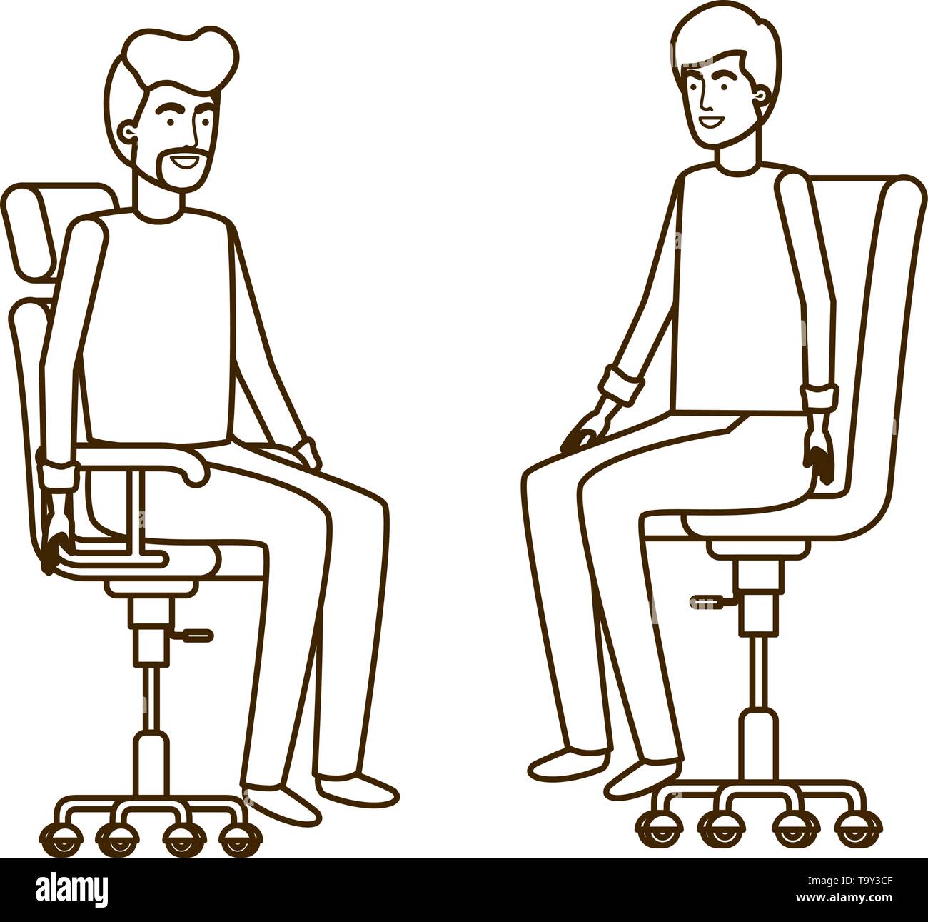 men with sitting in office chair avatar character Stock Vector Image ...