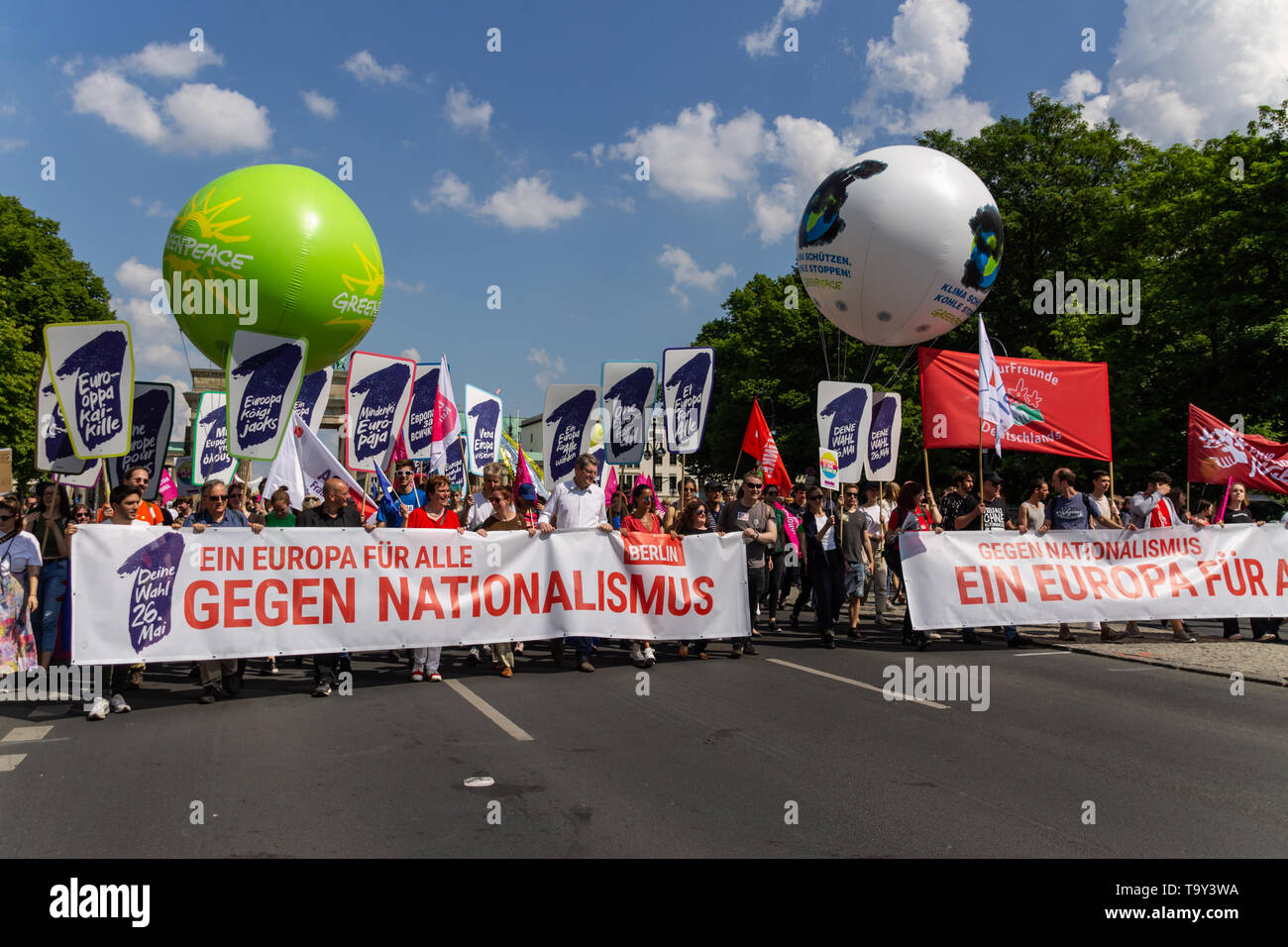 BERLIN, GERMANY - MAY 19: Protesters take part in the 'One Europe For All' march  where thousands of people march in similar events in cities across E Stock Photo