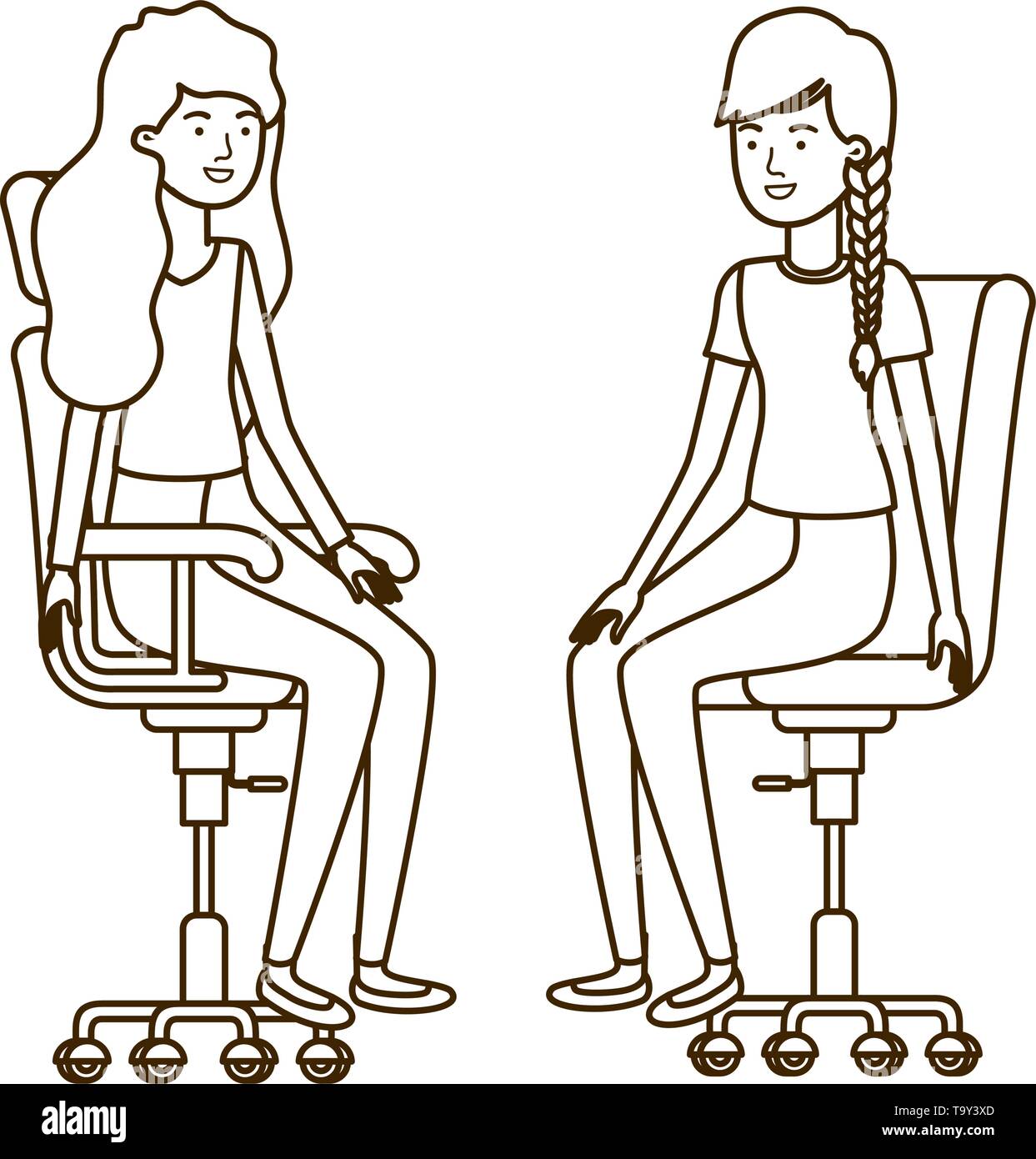 women with sitting in office chair avatar character Stock Vector Image ...
