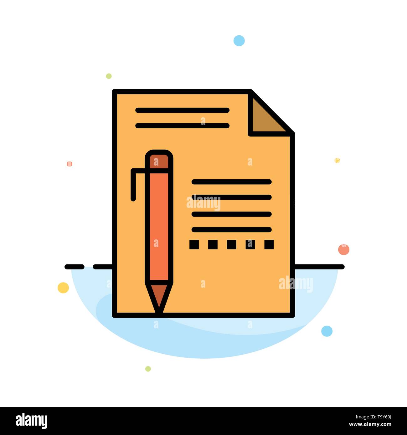 Document, Edit, Page, Paper, Pencil, Write Abstract Flat Color Icon Template Stock Vector