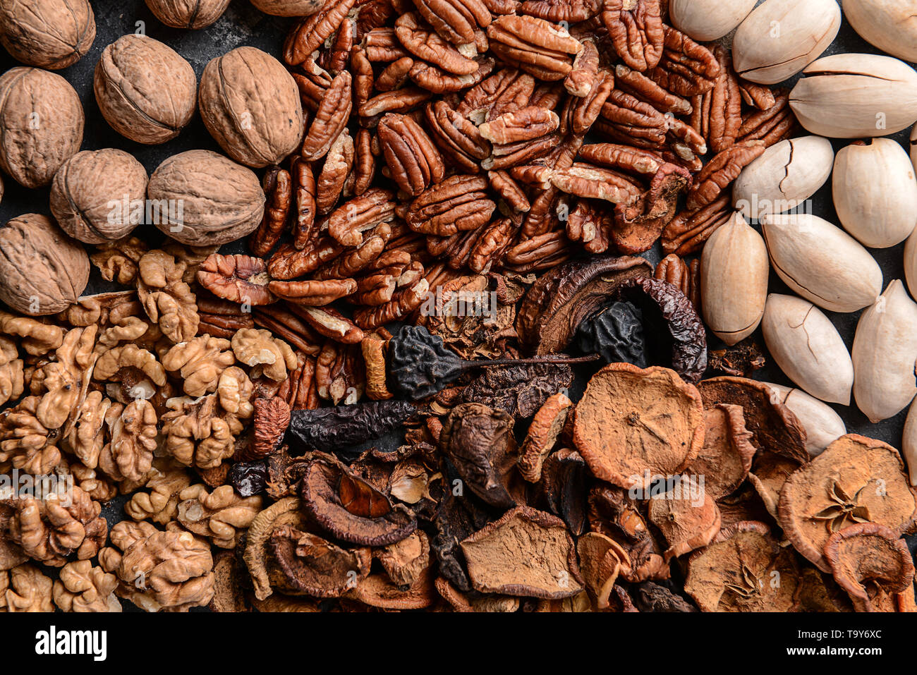 Assortment of nuts with dried fruits Stock Photo Alamy