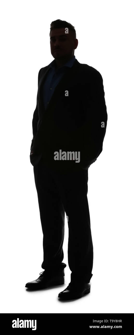 Silhouette of businessman on white background Stock Photo - Alamy