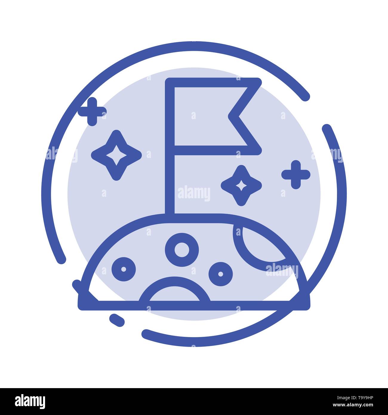 Moon, Slow, Space Blue Dotted Line Line Icon Stock Vector