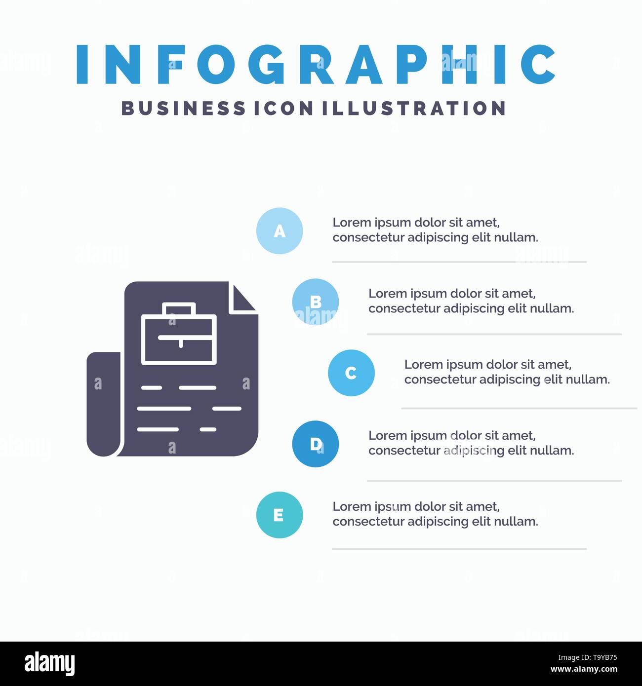 Document, Job, File, Bag Solid Icon Infographics 5 Steps Presentation