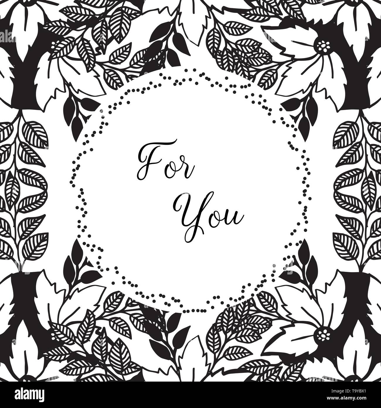 Vector illustration greeting card for you with various leaf flower ...
