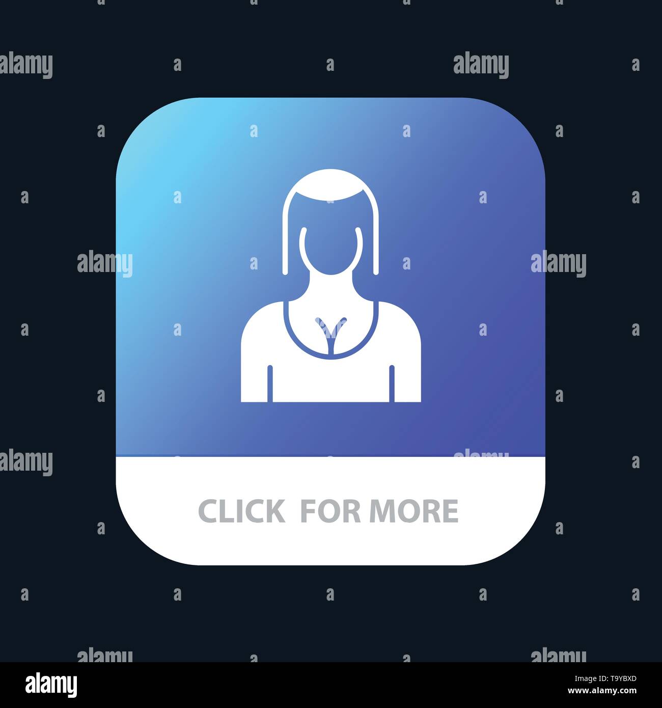 Actress, Avatar, Character, Girl, Lady Mobile App Button. Android and IOS Glyph Version Stock Vector