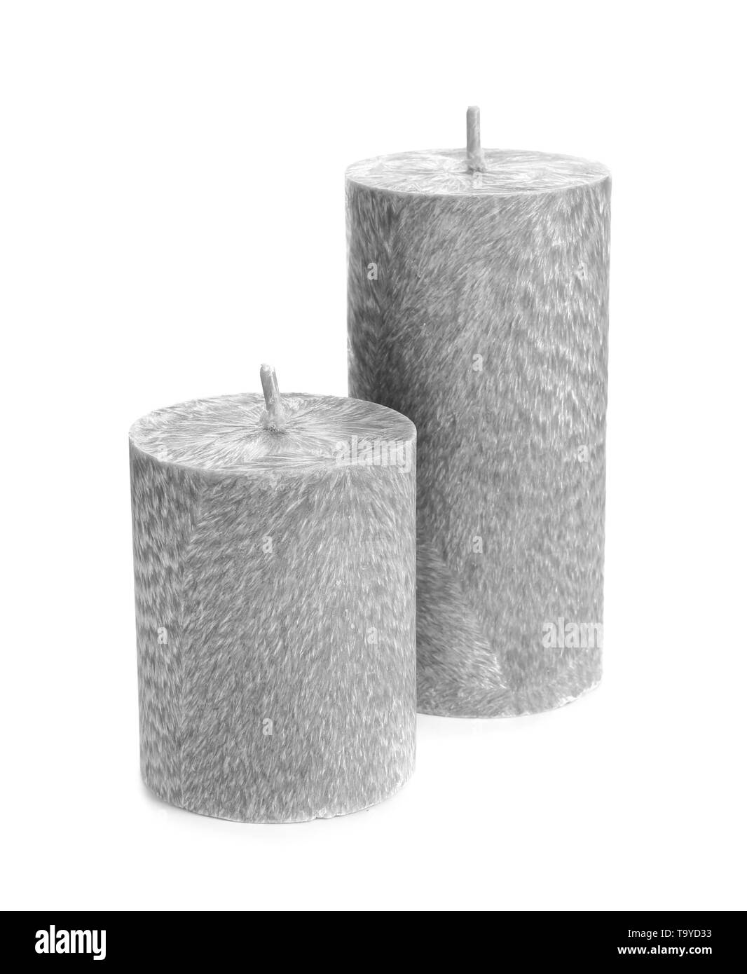 Wax candles on white background Stock Photo Alamy