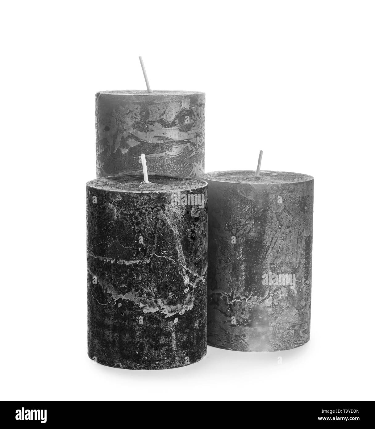 Wax candles on white background Stock Photo Alamy