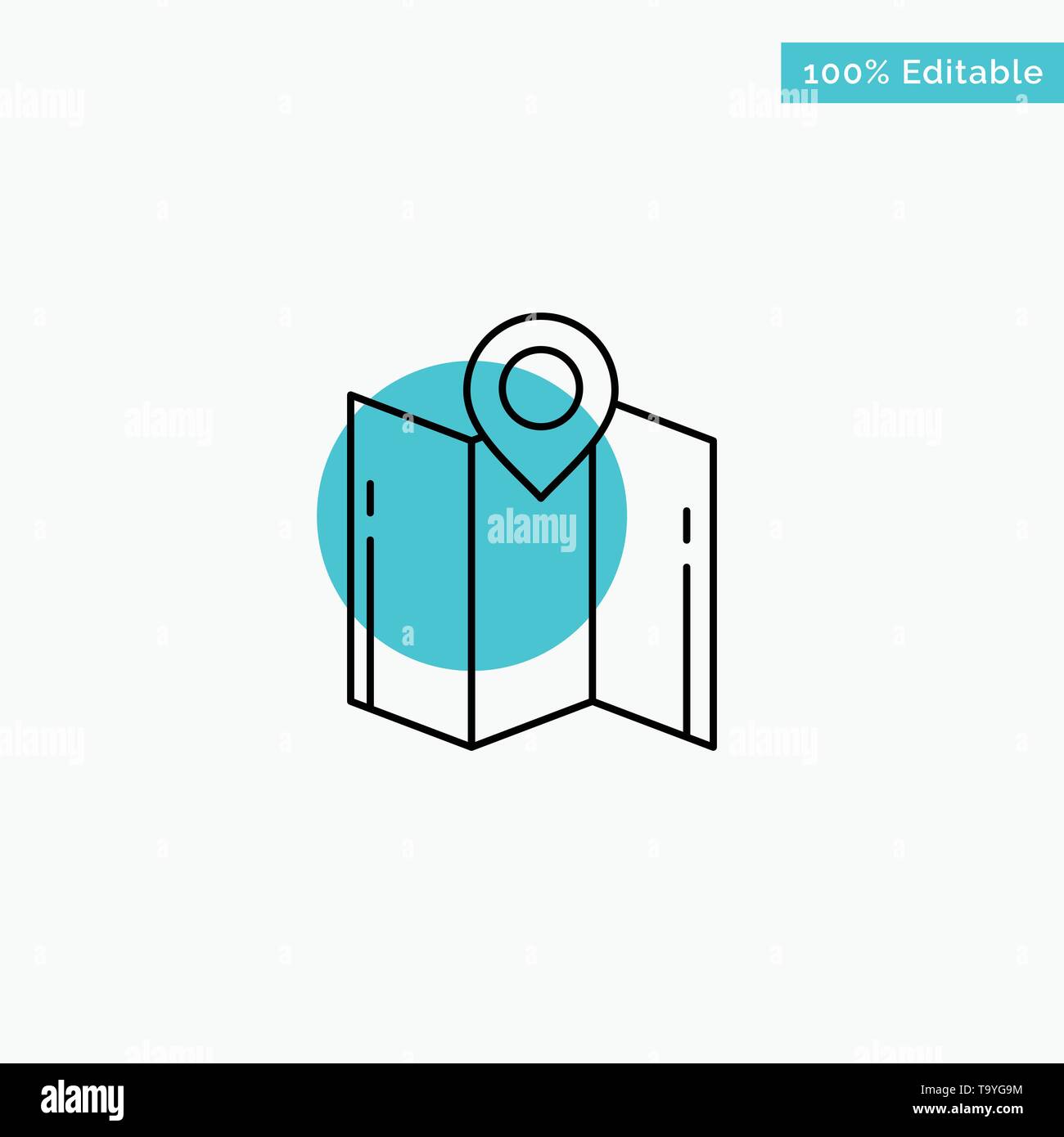 Map, Direction, Location, Navigation, Pointer turquoise highlight