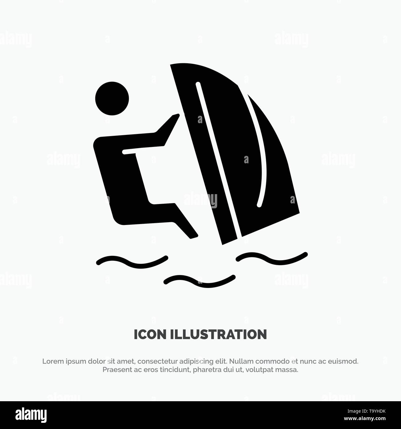 Surfer, Surfing, Water, Wind, Sport solid Glyph Icon vector Stock Vector