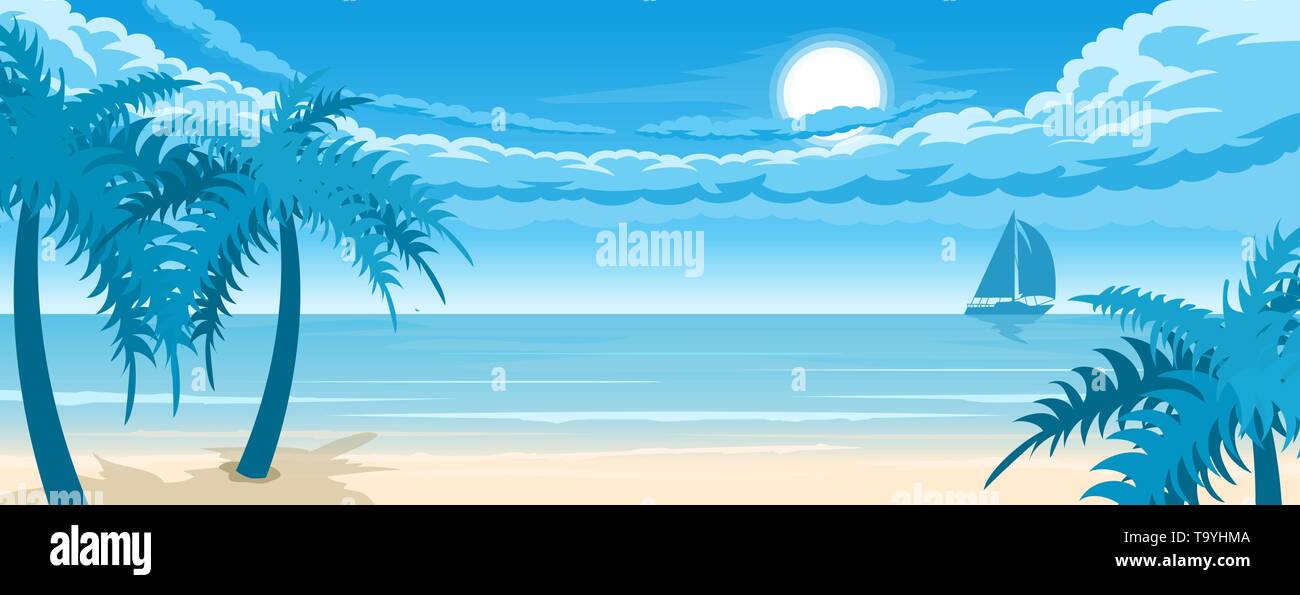 Tropical paradise beach Stock Vector
