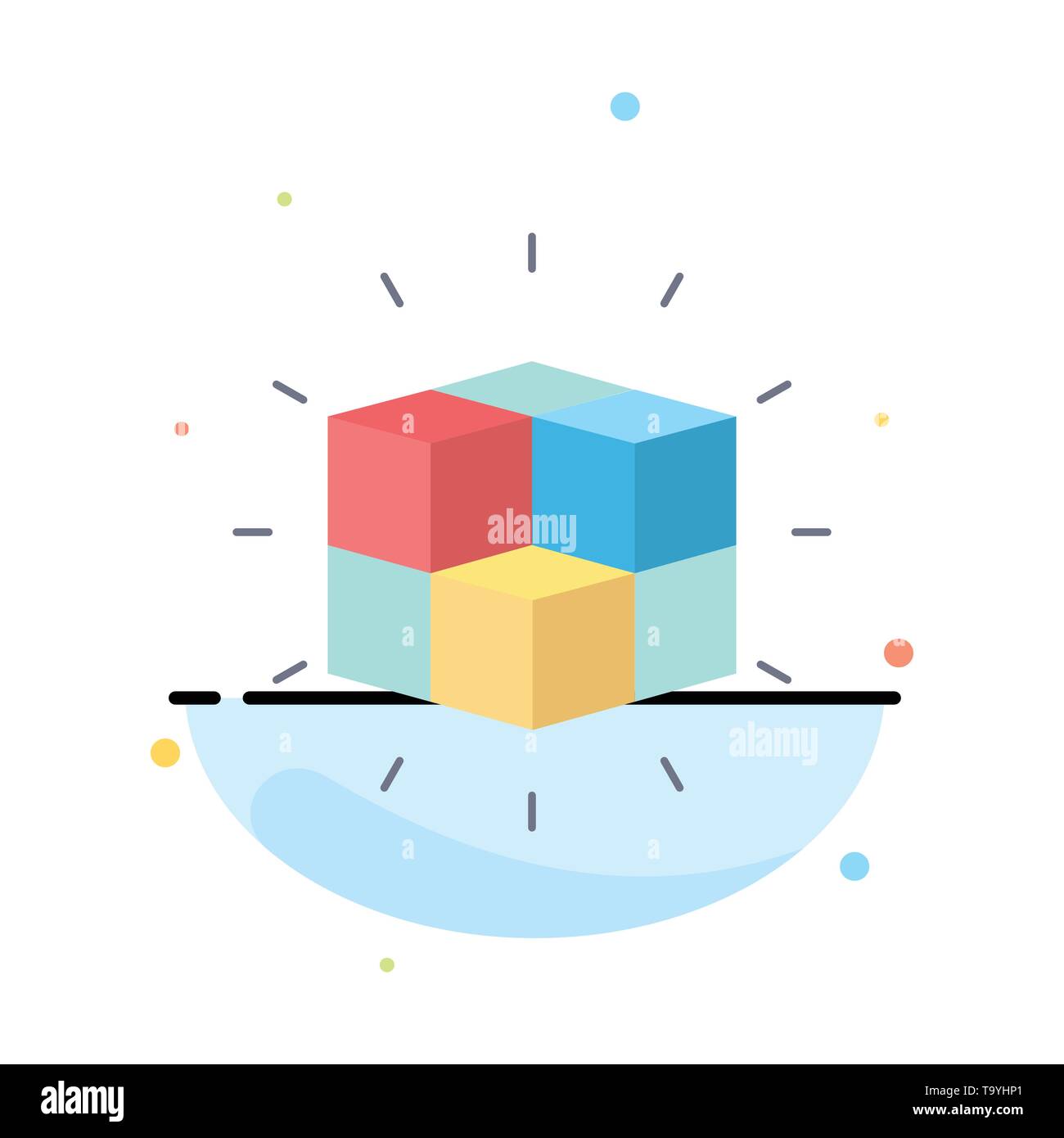 box, labyrinth, puzzle, solution, cube Flat Color Icon Vector Stock