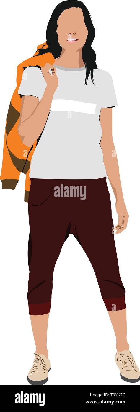 Young woman in sports clothing. Colored Vector illustration Stock ...