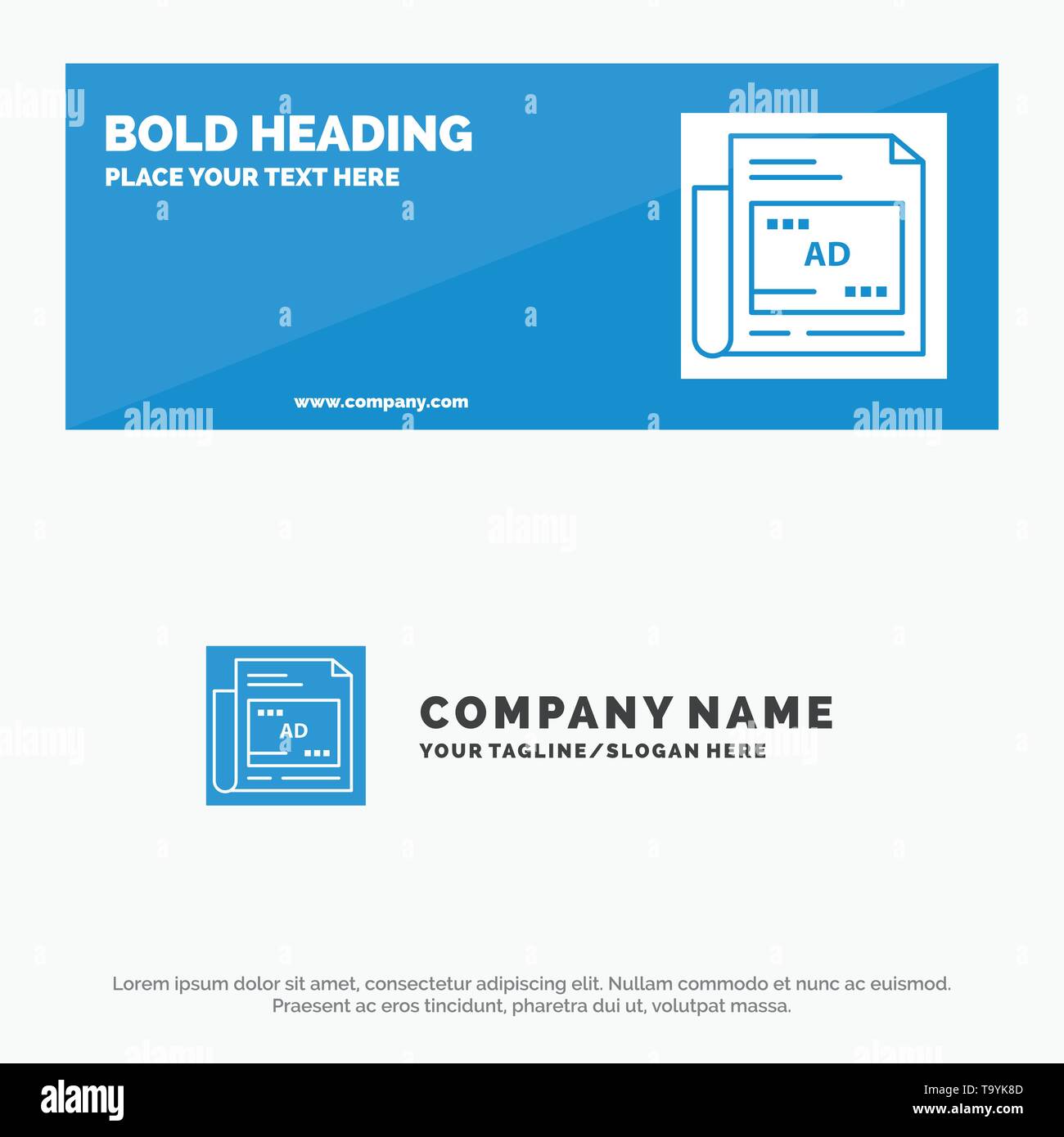Newspaper Ad Paper Headline Solid Icon Website Banner And
