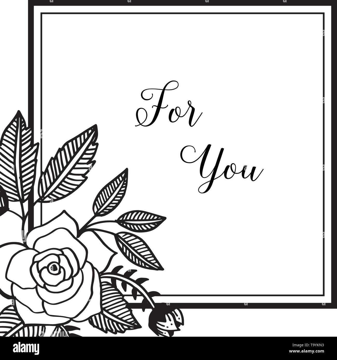 Vector illustration wallpaper design flower frame with lettering for