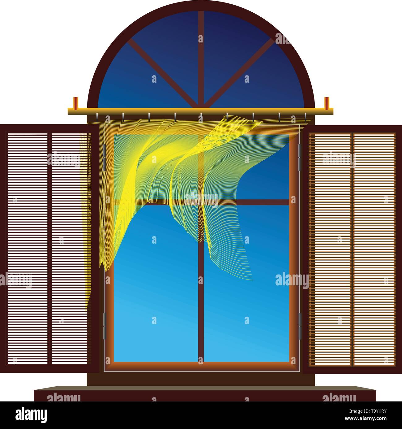 Exposed window with flutter brise-bises. Vector illustration Stock Vector