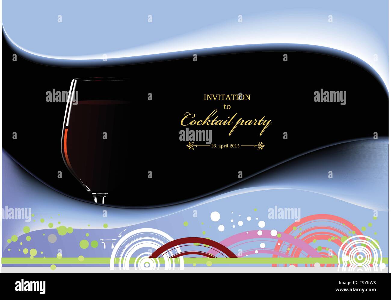 Abstract background with Glass of red wine. Vector illustration Stock
