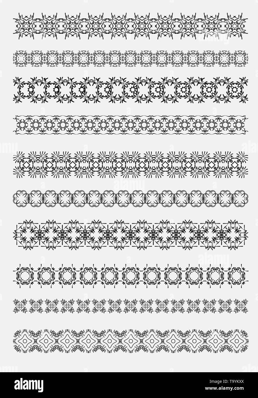 Collection of Ornamental Rule Lines in Different Design styles Stock ...