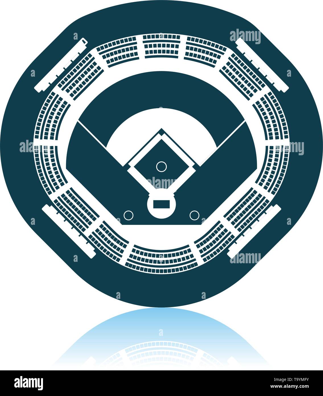 Baseball Stadium Icon. Shadow Reflection Design. Vector Illustration