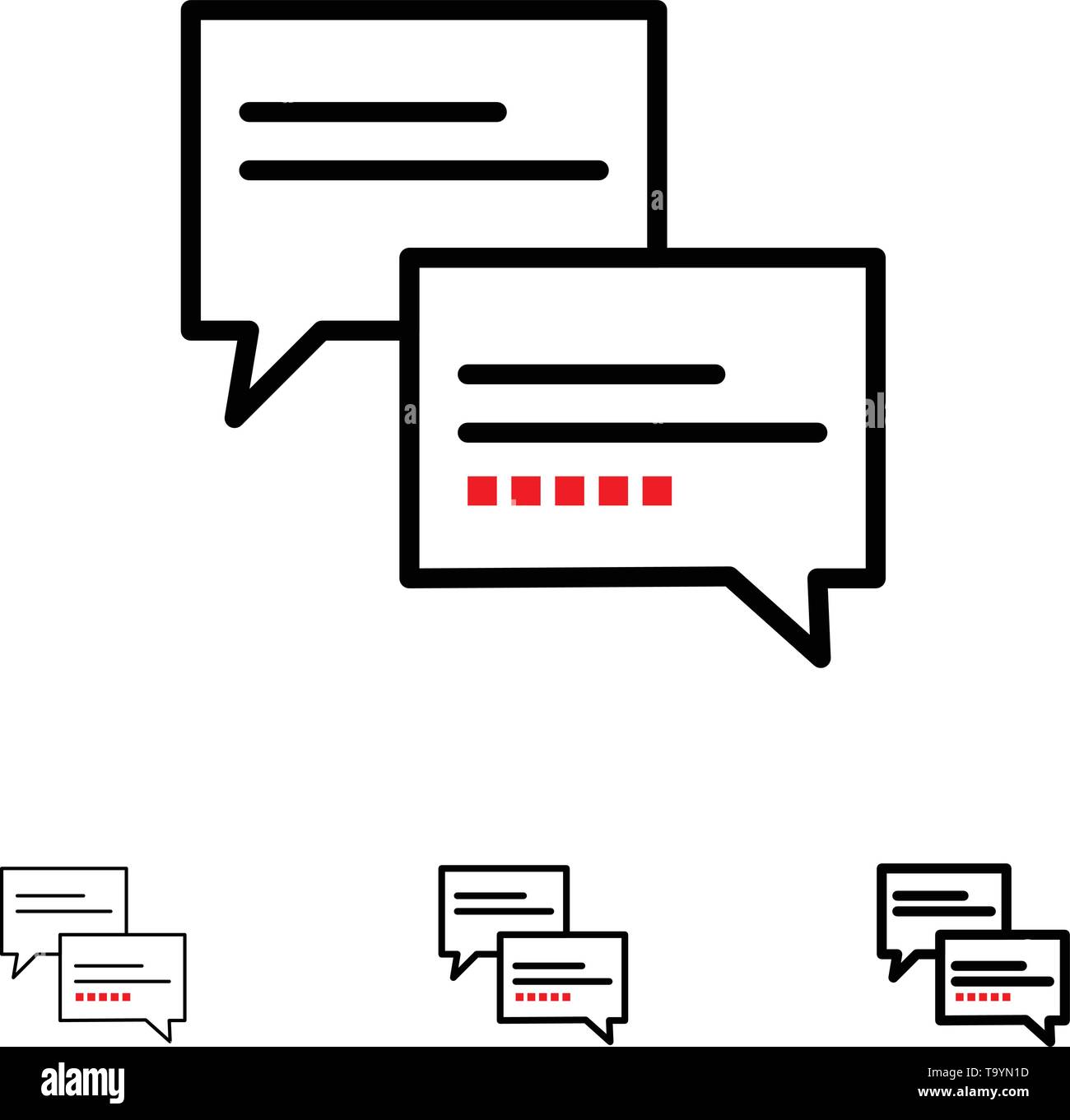 Chat, Comment, Message, Education Bold and thin black line icon set ...