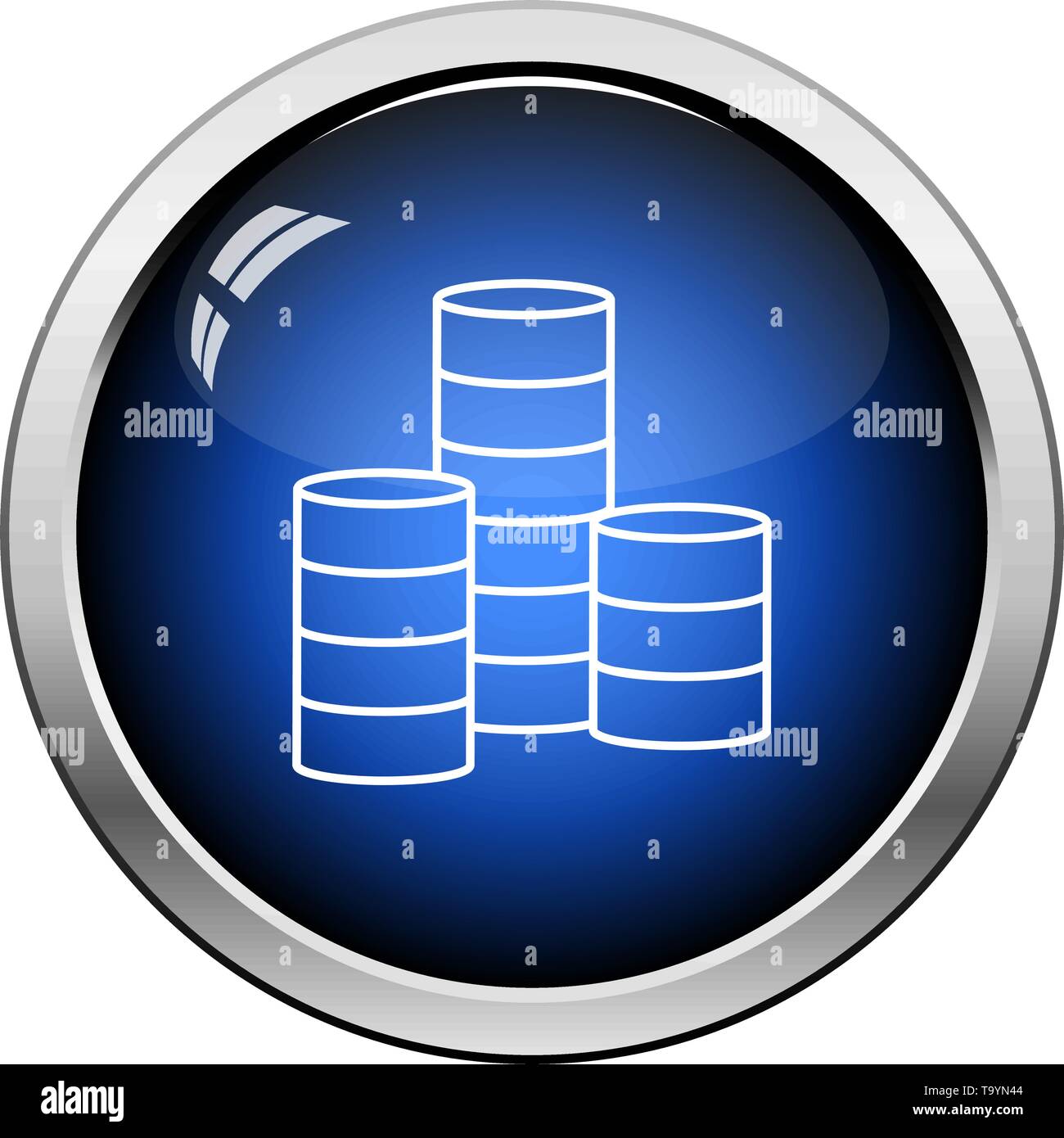 Coin Stack Icon. Glossy Button Design. Vector Illustration Stock Vector ...