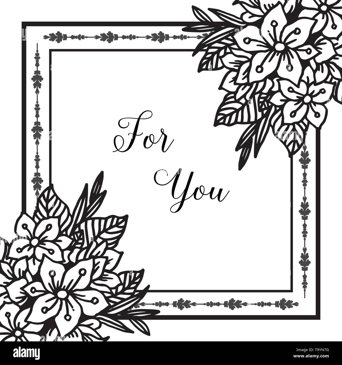 Vector illustration greeting card for you with design leaf flower frame ...