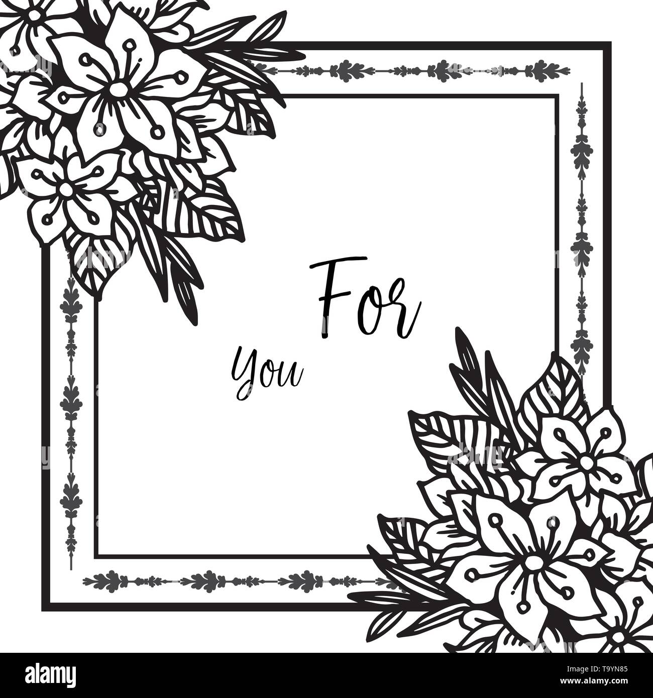 Vector illustration greeting card for you with design leaf flower frame ...