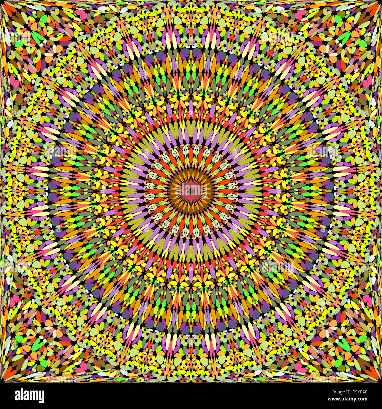 Colorful seamless stone kaleidoscope mandala pattern wallpaper - ethnic vector background graphic Stock Vector