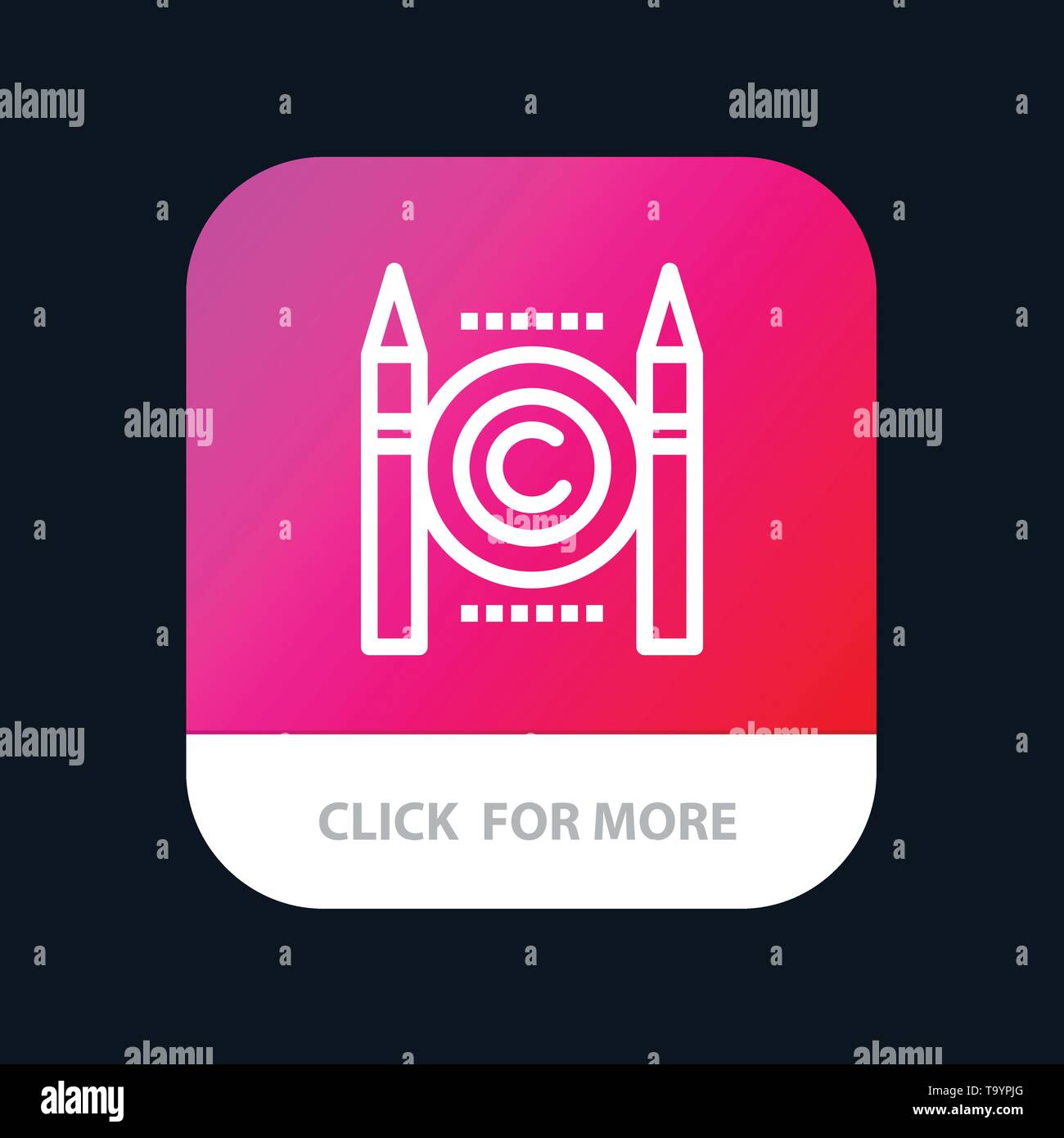 Business, Conflict, Copyright, Digital Mobile App Button. Android and IOS Line Version Stock Vector