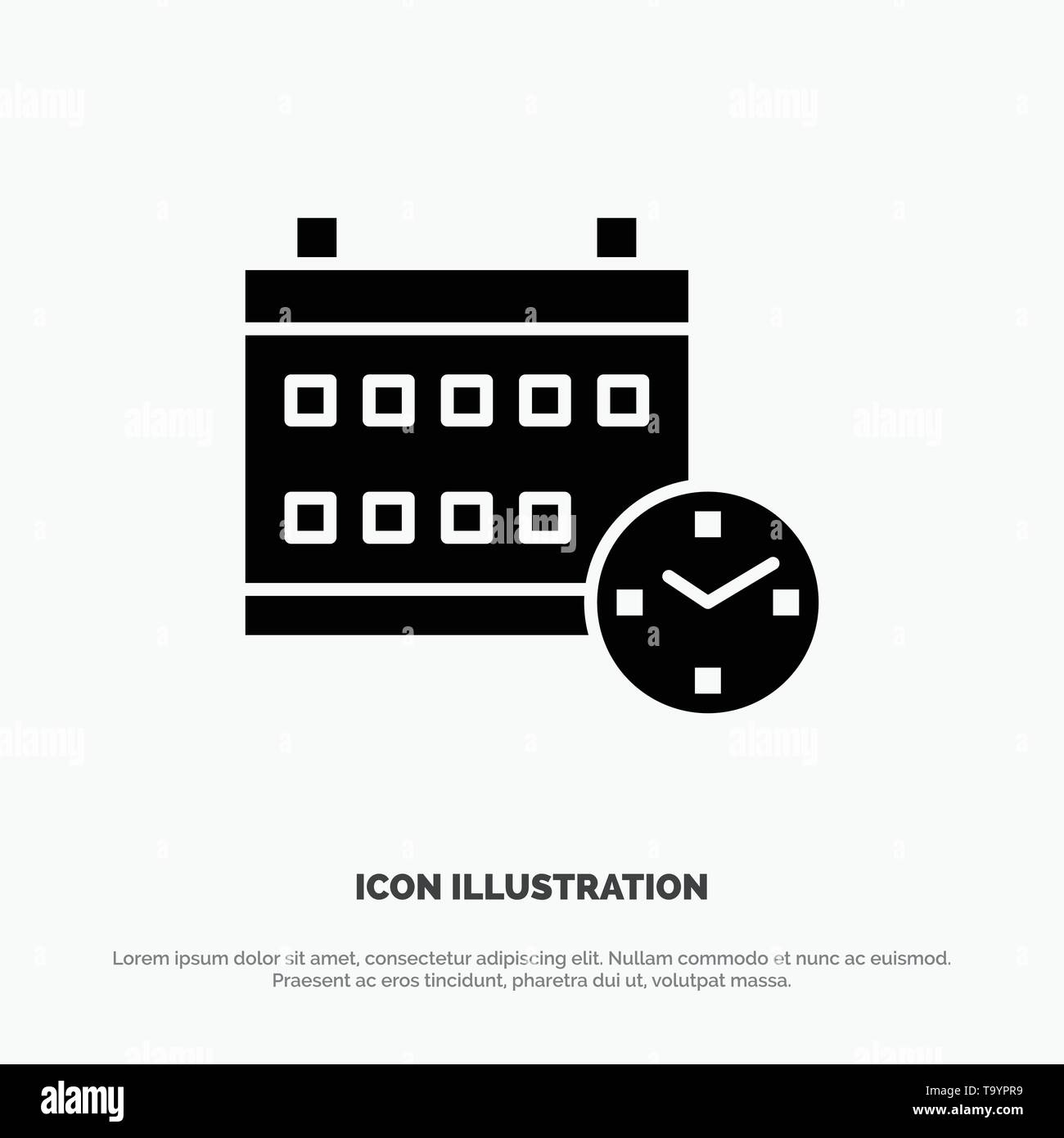Calendar, Day, Date, Education Solid Black Glyph Icon Stock Vector
