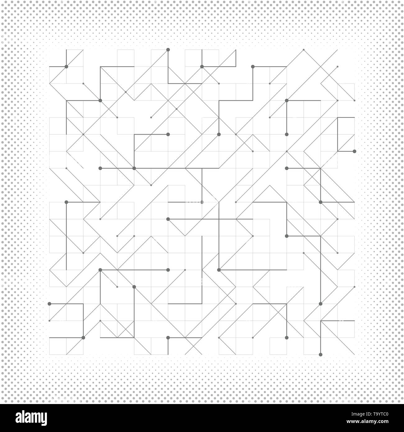 Abstract vector gray line geometric triangle square dotted tech minimal design cover. You can use for tech cover design, ad, poster, artwork. Stock Vector