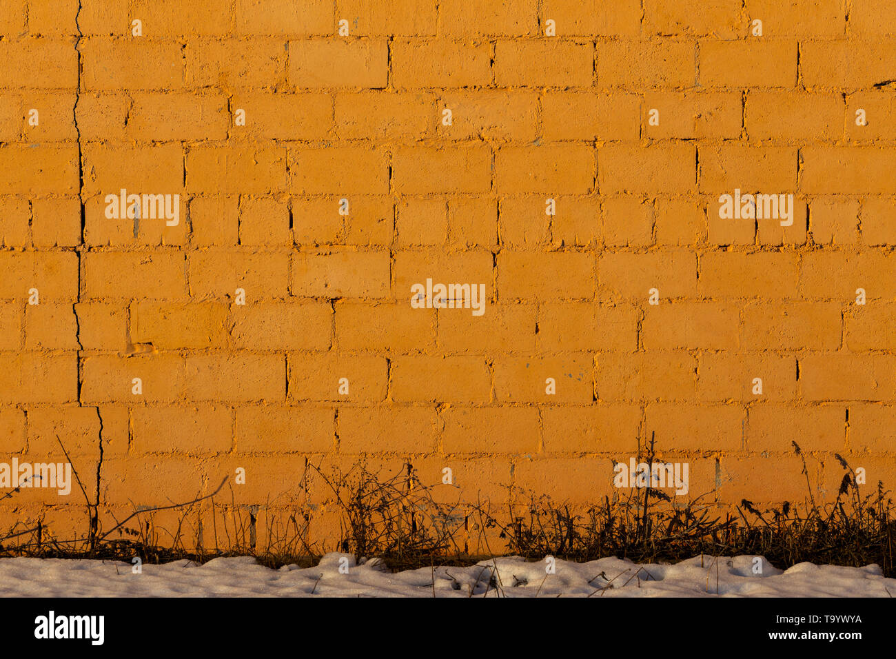 orange plaster rough brick outside wall texture Stock Photo