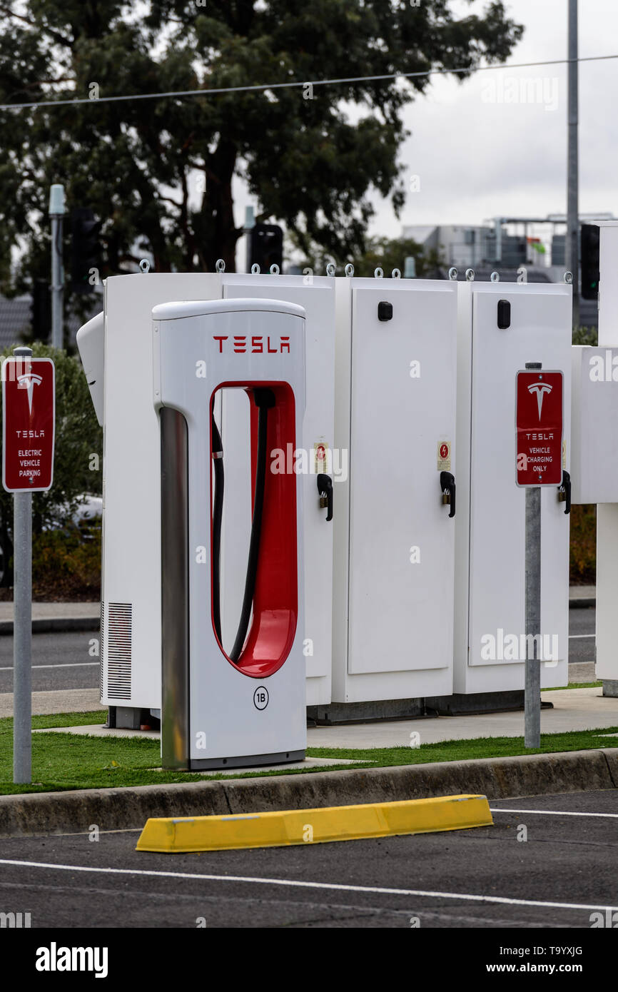 Electric Tesla Car Charging Points High Resolution Stock Photography
