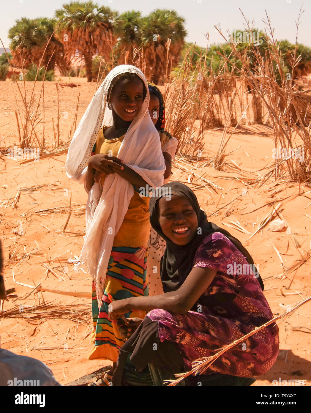 Portrait of Toubou, or Tubu woman - 10 november 2018 Demi village at Fada, Ennedi, Chad Stock Photo