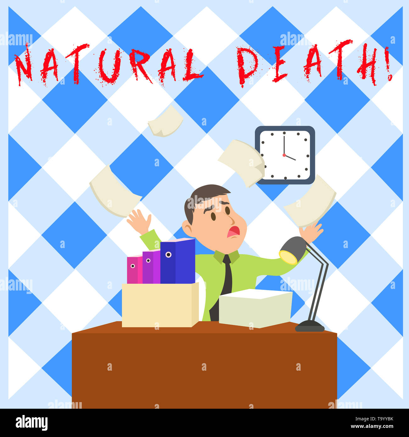 Conceptual hand writing showing Natural Death. Concept meaning occurring in  the course of nature and from natural causes Male Manager Cluttered Worksp  Stock Photo - Alamy