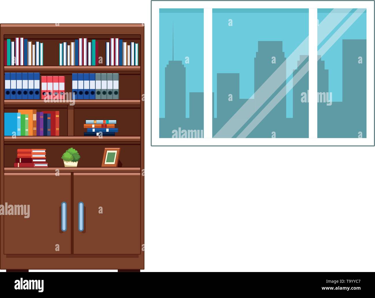 bookshelf next to a window Stock Vector Image & Art Alamy