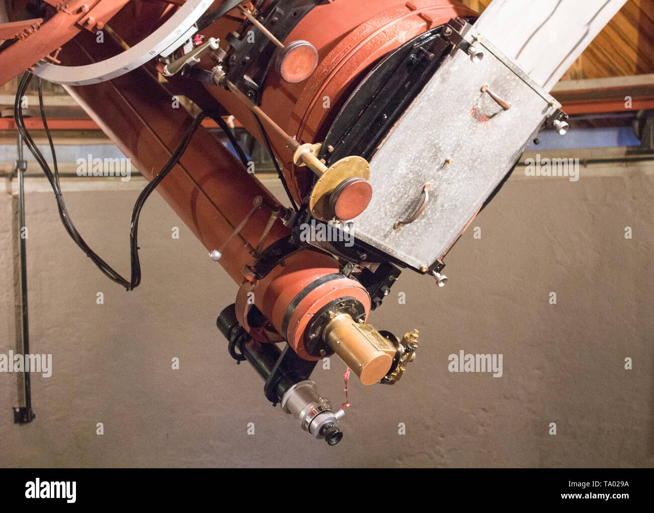 The telescope that was used by Lowell to discover Pluto. Stock Photo