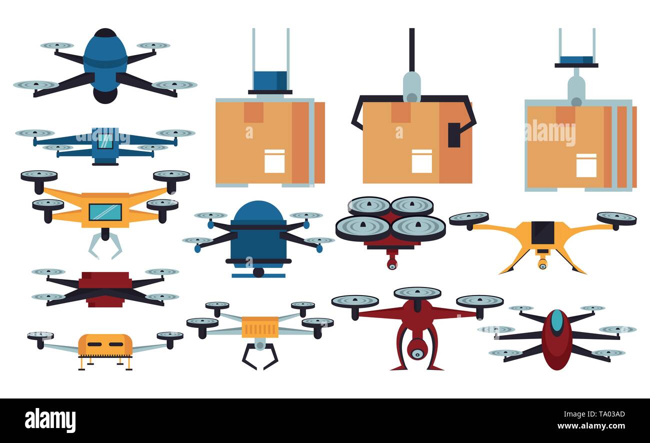 Drones and delivery icons Stock Vector Image & Art - Alamy